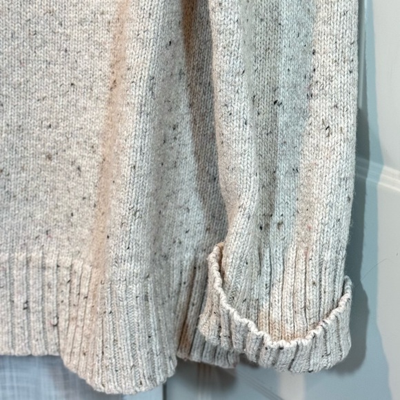 J. Jill Long Sleeve Mock Neck Textured Marled Oatmeal Sweater Size L Cotton Wool - Picture 9 of 13